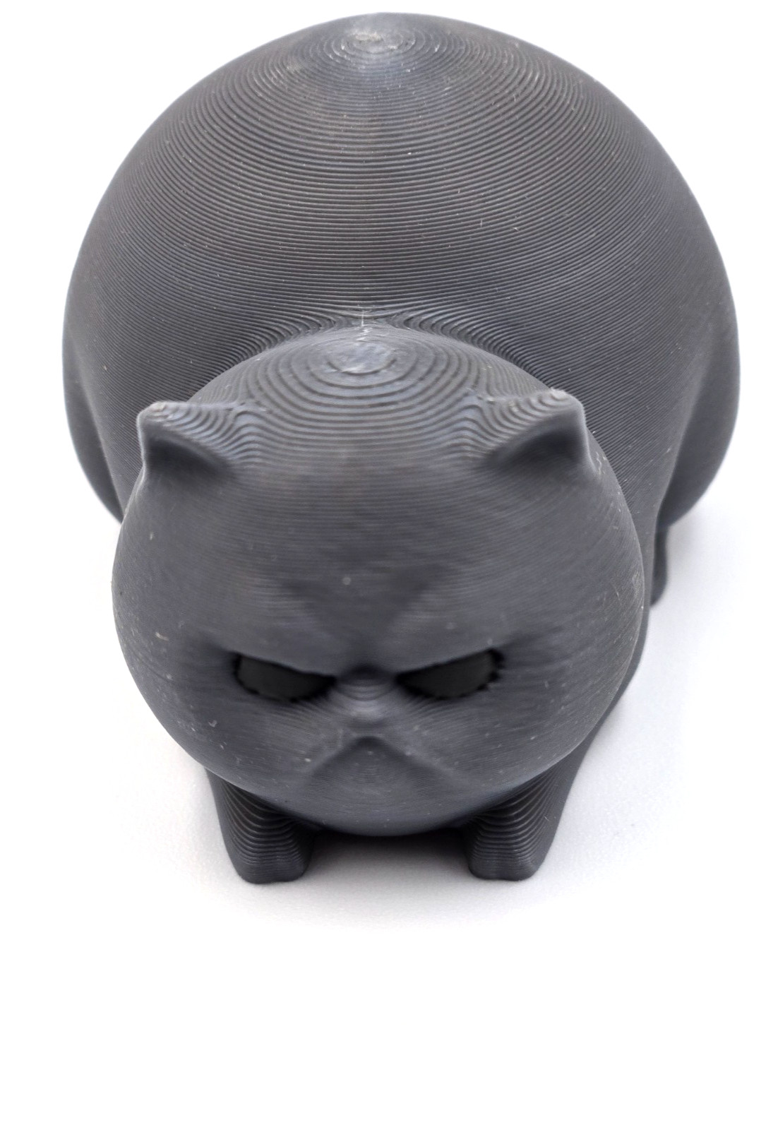 3D Printed Angry Chubby Cat Figurine, 3.54″ X 1.77″, Gray