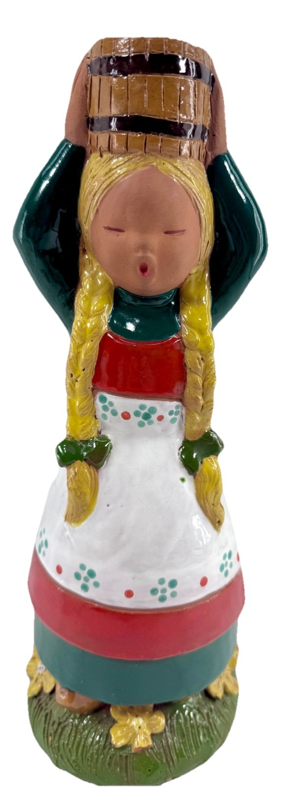 Jullar Levante Spain Terra Cotta Girl Figurine Flower Holder 12” Folk Vintage