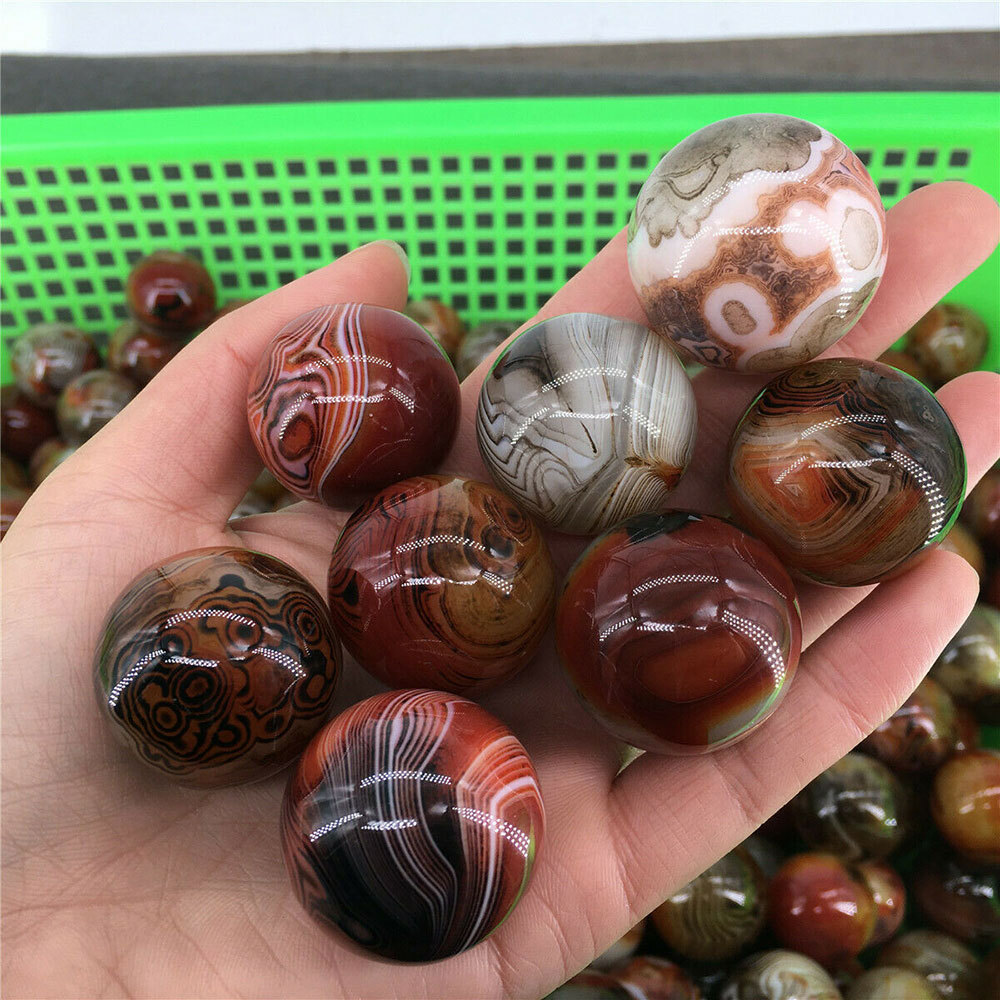 2Pack Natural Silk agate ball Quartz Crystal Sphere Ball Reiki Healing Gemstone