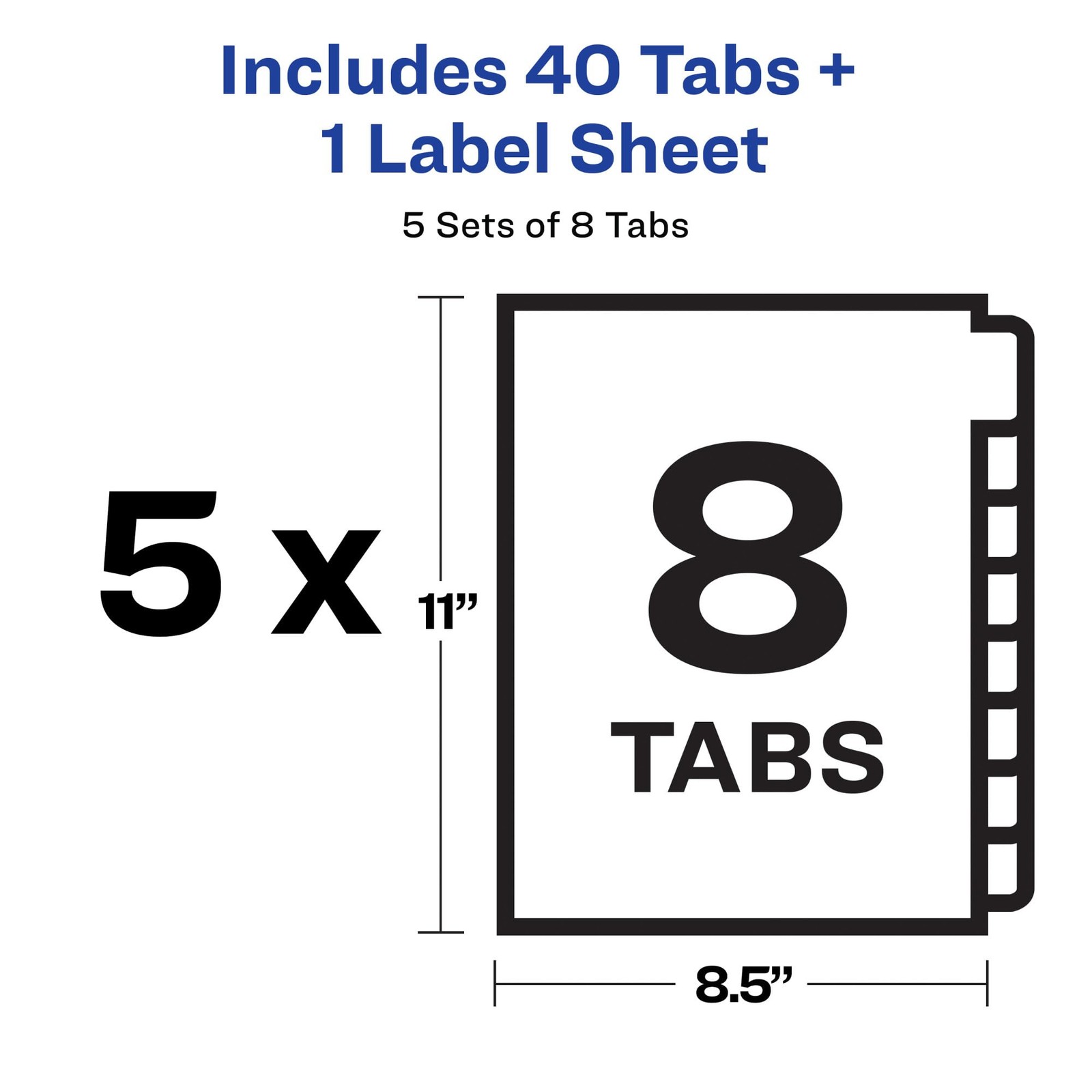 Avery 8 Tab Dividers For 3 Ring Binder Easy Clear Label Strip For Copiers Index