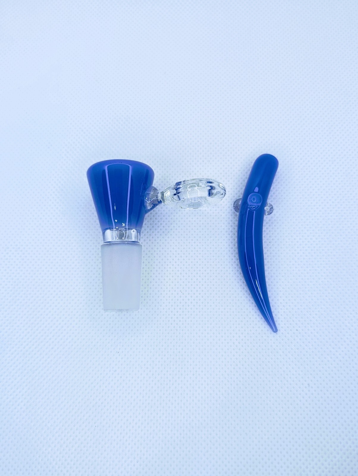 3″ Blue 2 In 1 Integrated Screen Bowl Poker Cleaner 14mm Slide Bong Hookah Pipe