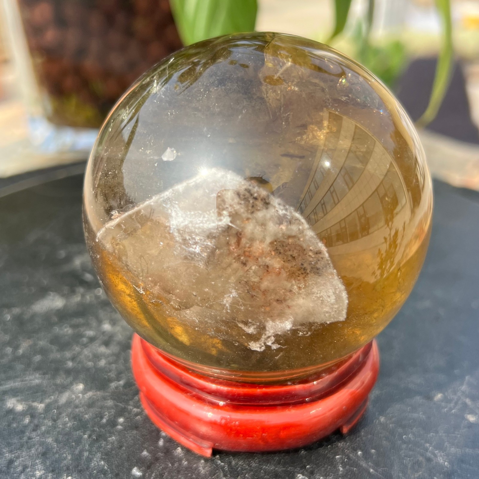 1.5LB Natural Smoky Quartz Crystal Sphere Polished Healing Ball Home Decor
