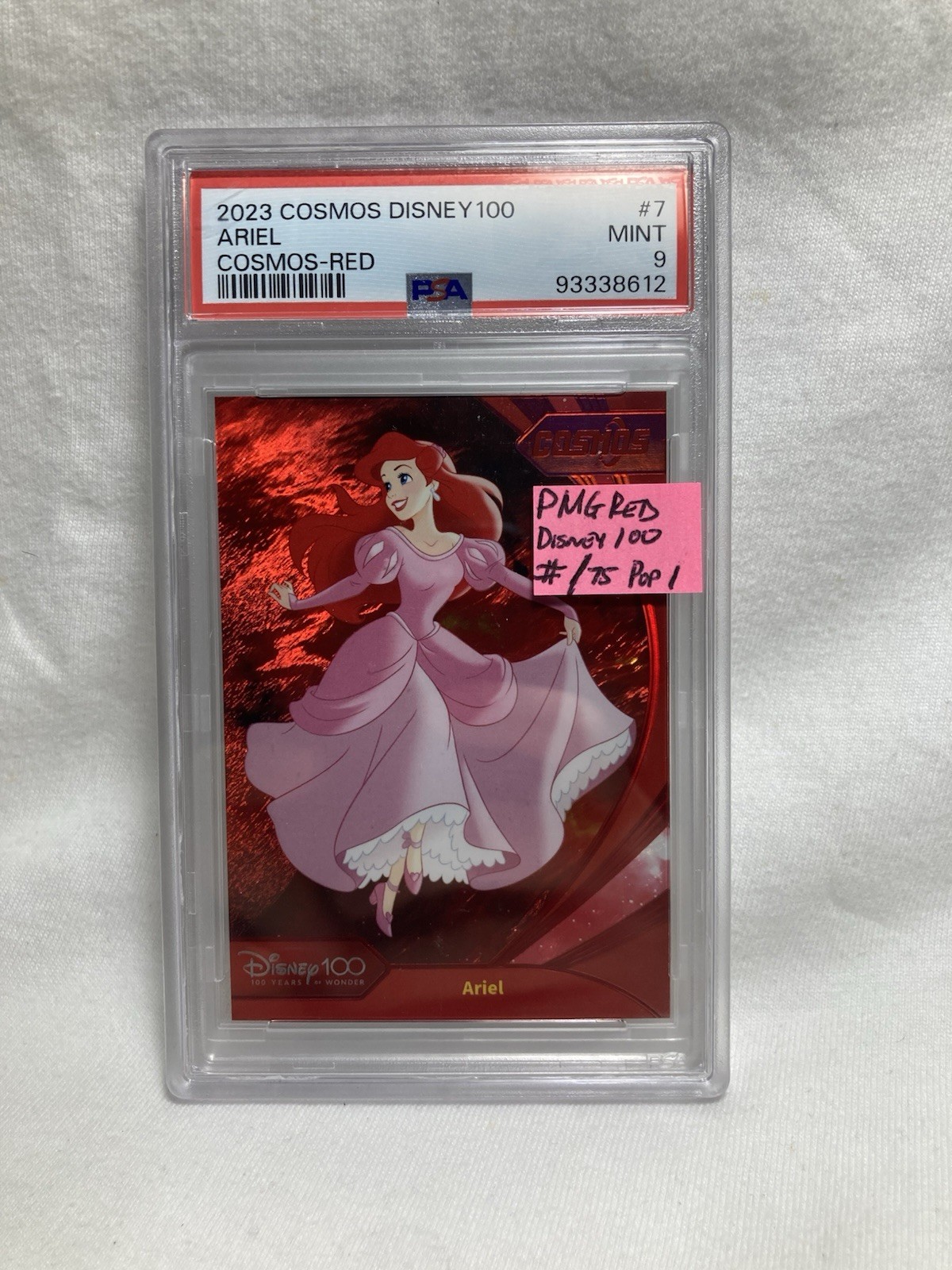 2023 Cosmos Disney 100 Princess Ariel #7 PMG Cosmos-red #/75 PSA 9 POP 1
