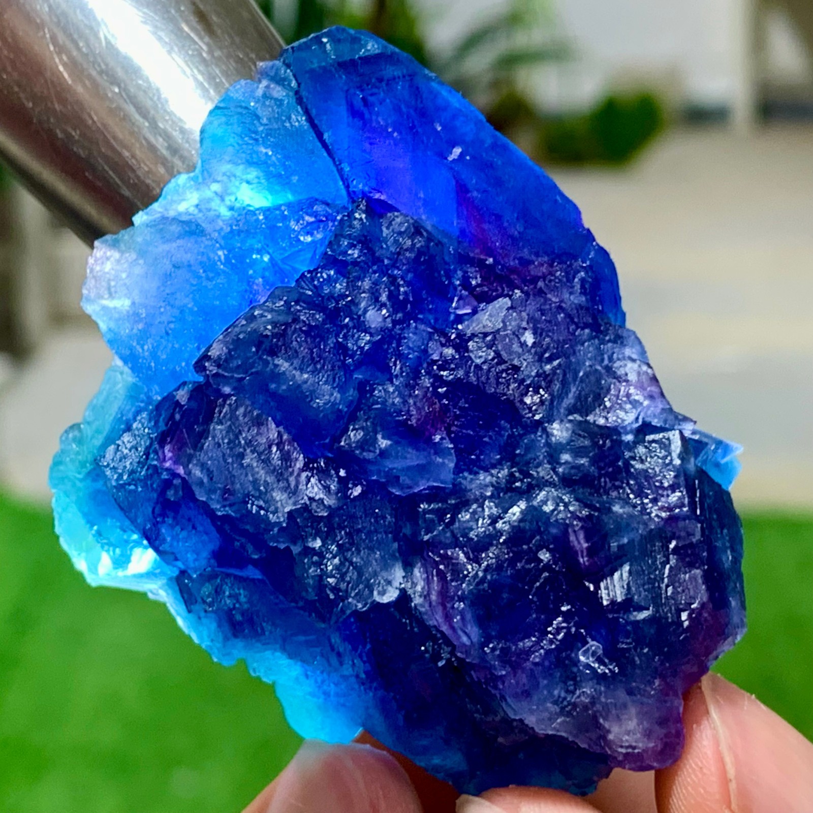 126G Rare Blue Green Purple cubic fluorite mineral crystal sample/Zhejiang