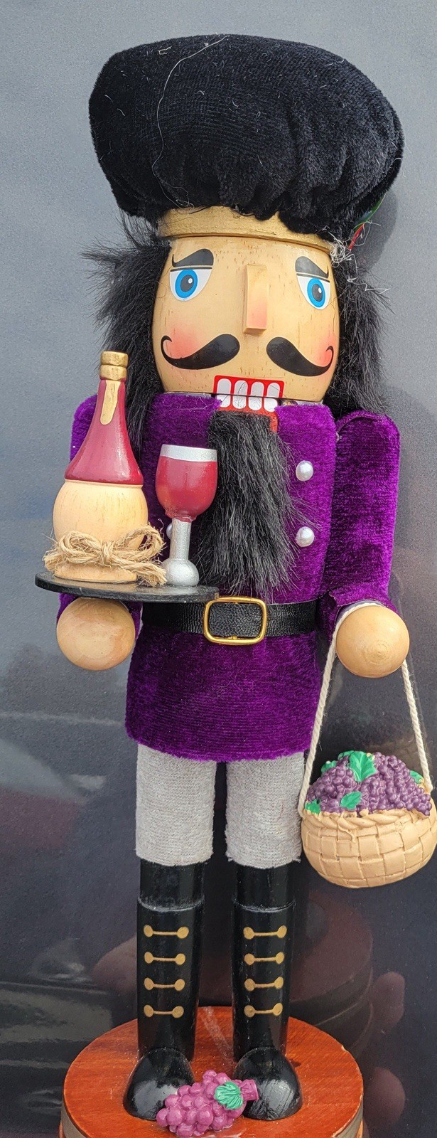 Christmas 14″ Nutcracker Purple Grapes Wine Italian Chianti Tuscany Holiday HTF