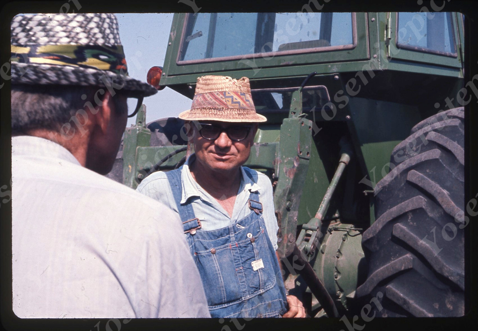 Sl87 Original Slide 1970’s Nebraska Omaha farmer w/ tractor 646a