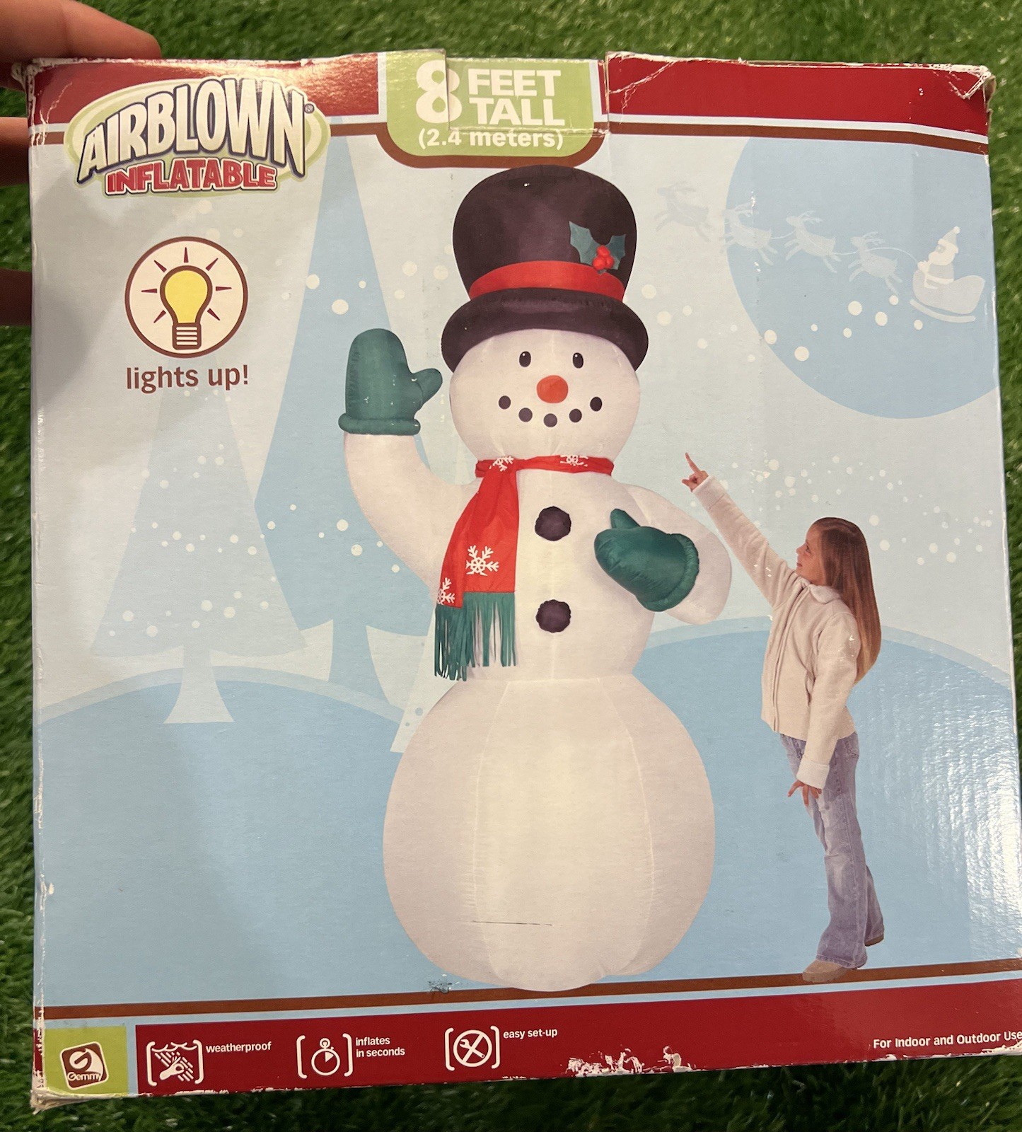 Gemmy 8ft Airblown Inflatable Snowman Light Up Tested Working Christmas 2007