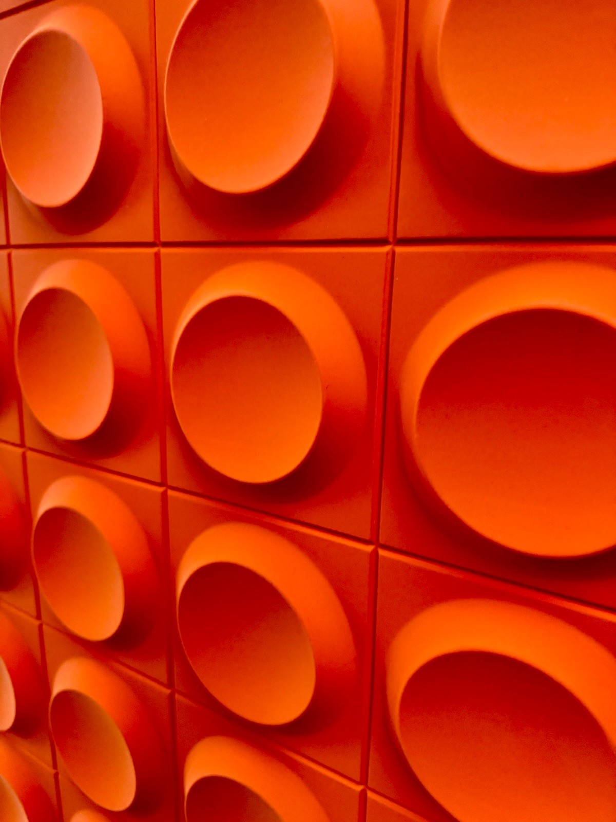 Modern Orange Wall Decor Space Age Style Panel Round Shape Groovy