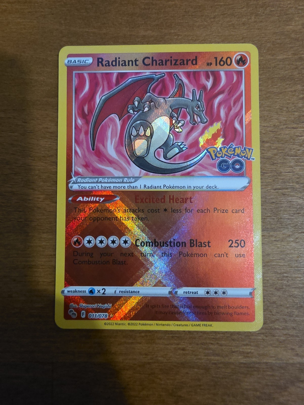 Pokemon TCG Radiant Charizard 011/078 Pokemon Go Rare Holo