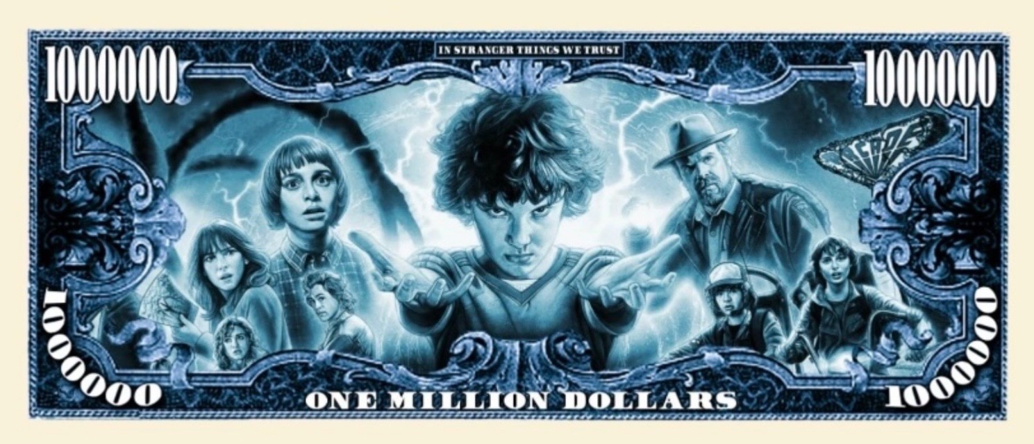 5 Pack Stranger Things Dollar Bill Sci-Fi Collectible Money $1 Million Banknote