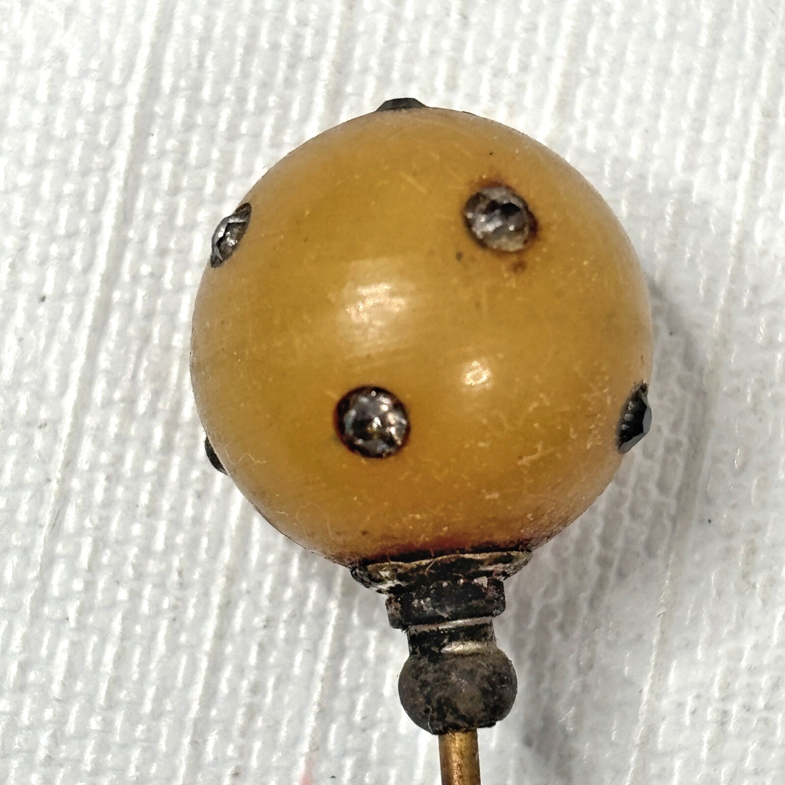 Art Deco Hat Pin Celluloid Rhinestone Collectable Antique 1920s Vintage
