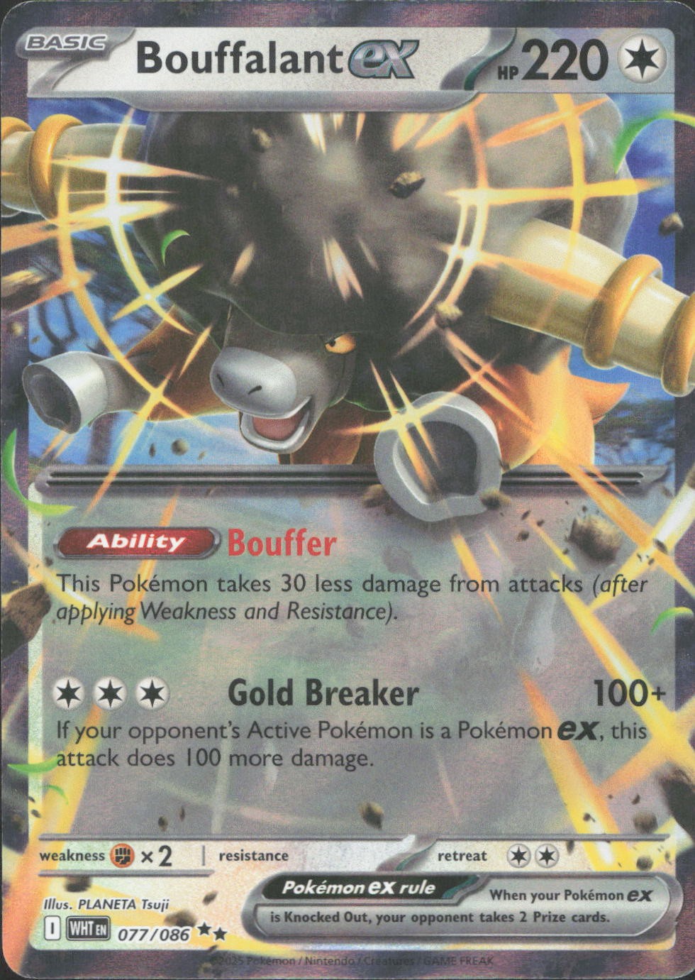 Pokemon Bouffalant ex 077/086 Double Rare White Flare Holo Near Mint