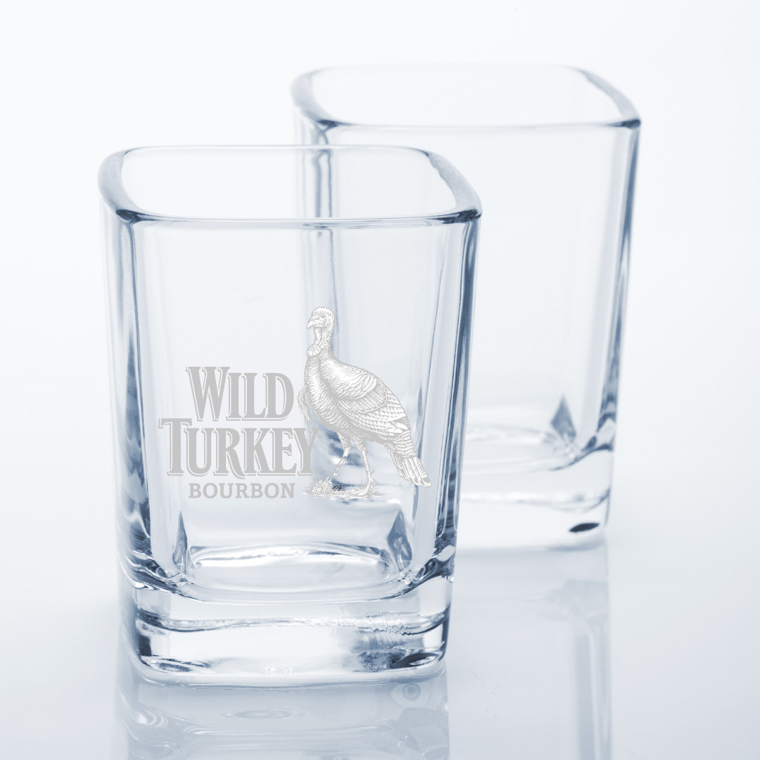 Custom Engraved Wild Turkey Bourbon Shot Glass – 2.2 oz Square Shot Glass