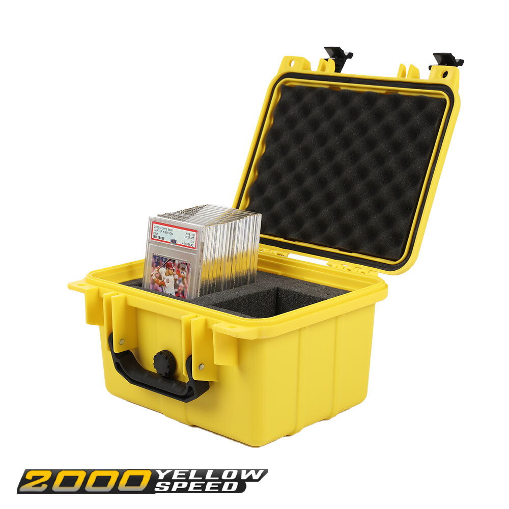 Waterproof Graded Card Storage Box Deep Travel Case Slab Holder&Protector Yellow