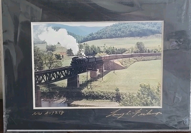 Vintage Norfolk & Western NW 1218 Steam Locomotive Signed Matted Photo Print