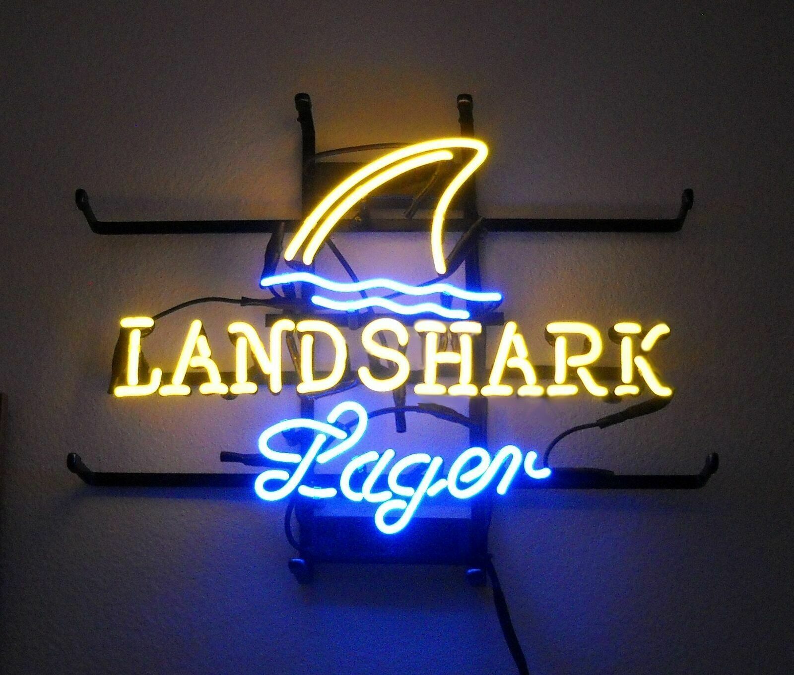 Landshark Lager Beer 17″x14″ Neon Light Lamp Sign Bar Open Display Real Glass
