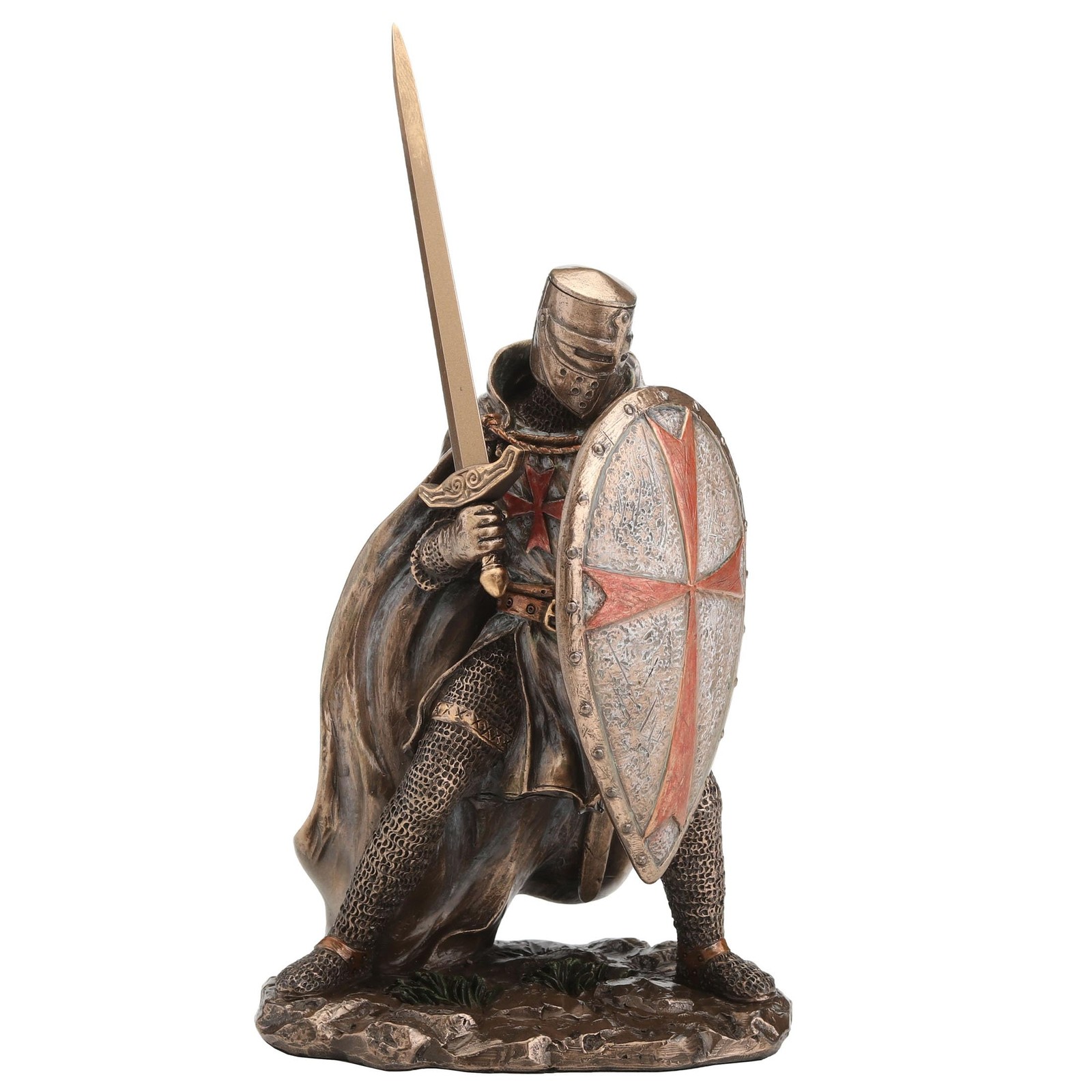 Veronese 7.875″Knights Templar Crusader Sword & Shield Cold Cast Resin Sculpture