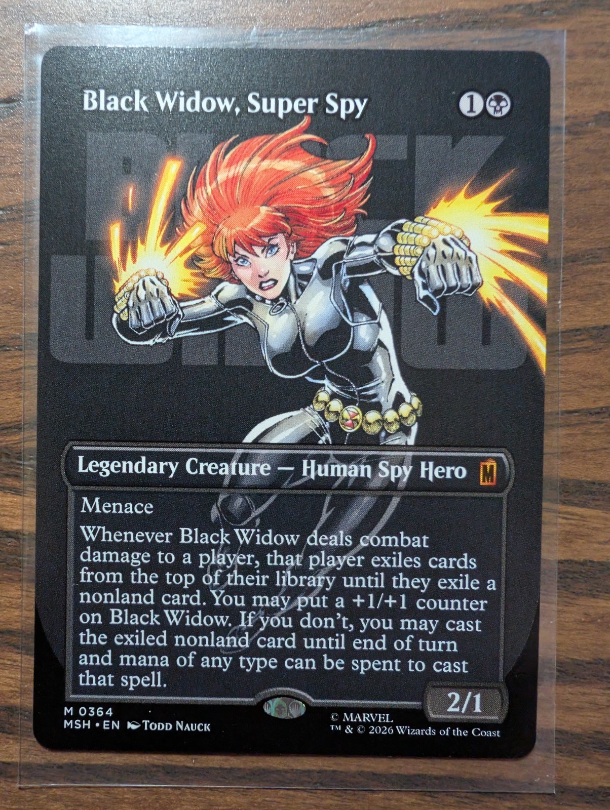 Black Widow, Super Spy Borderless Regular 364 NM MTG Marvel Super Heroes Magic