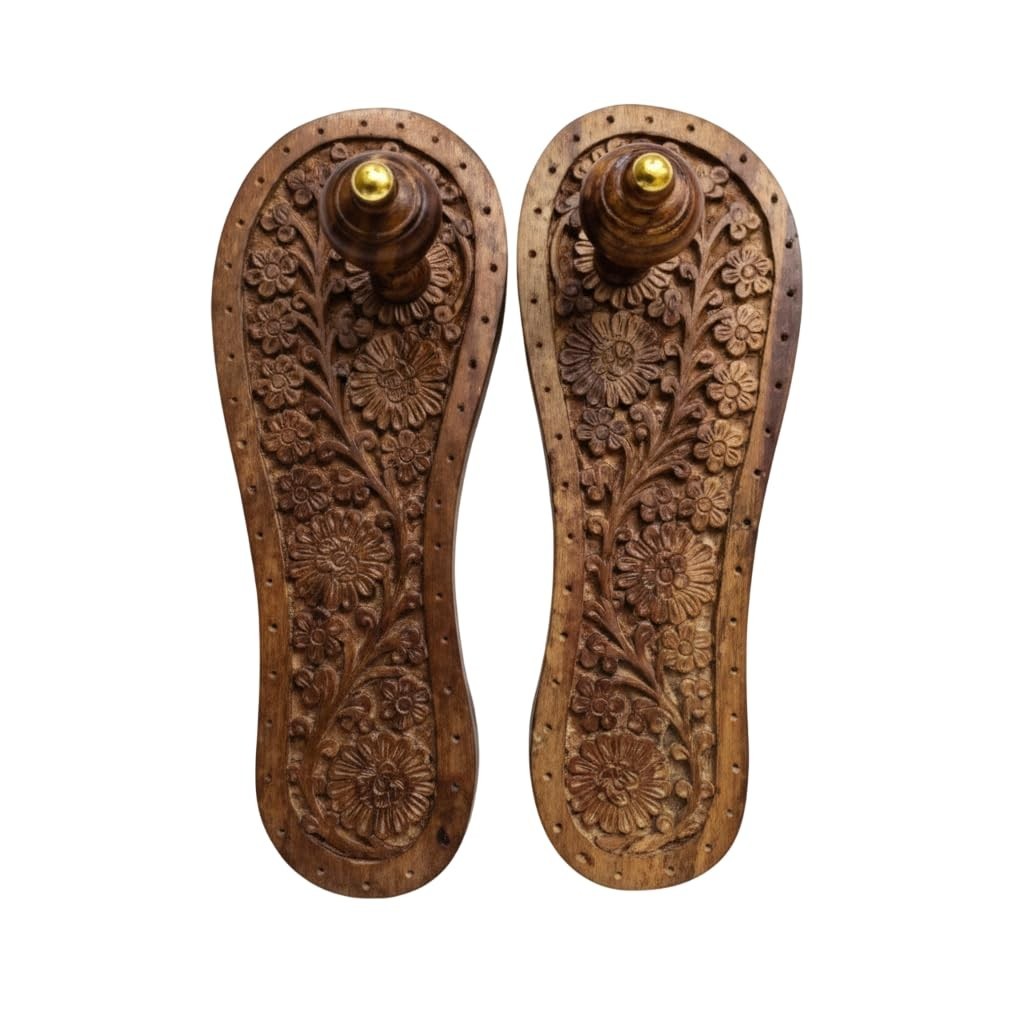 Handcrafted Wooden Slipper Khadau Charan Paduka Traditional Puja Perfect Gift