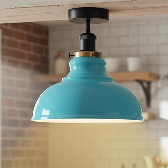 11.4 inch Farmhouse Semi Flush Mount Ceiling Light Industrial Curvy Lighting