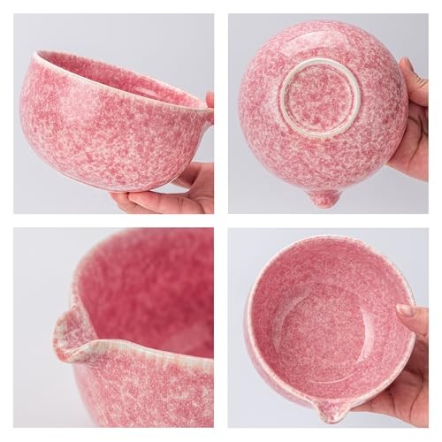 Matcha Whisk Set,7 Pcs Matcha 7pcs/set, Bowl with pouring spout Pink