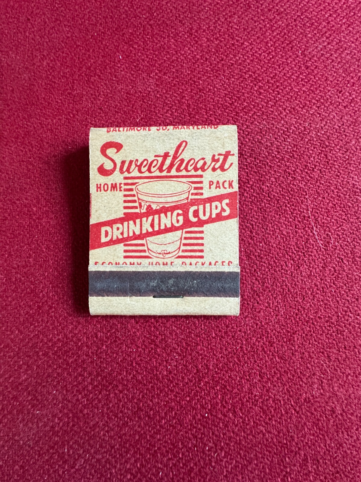 1940’s, Sweetheart Drinking Cup Brand, “Un-Used” Matchbook (Scarce / Vintage)