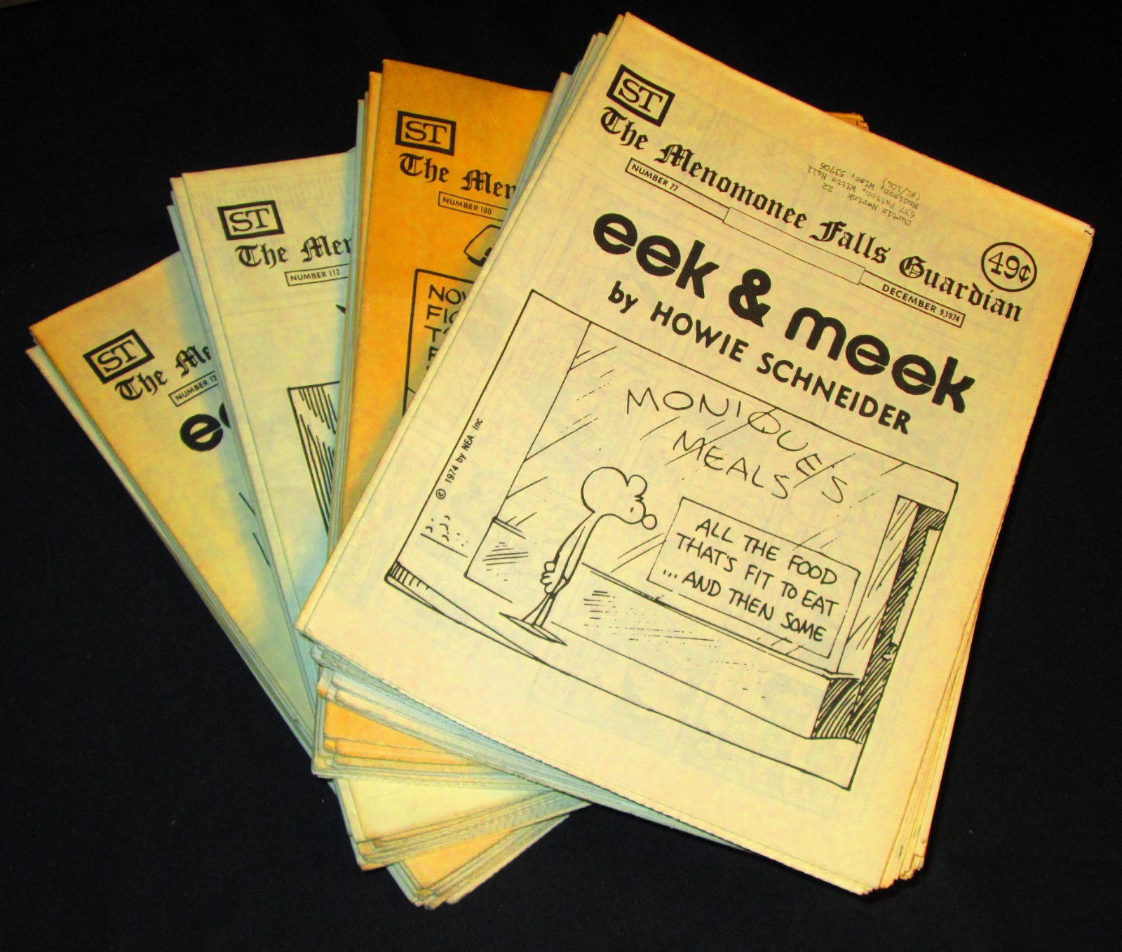 Lot of 60 MENOMONEE FALLS GUARDIAN Issues 77-92 + 100-143 [ST 1975-76]