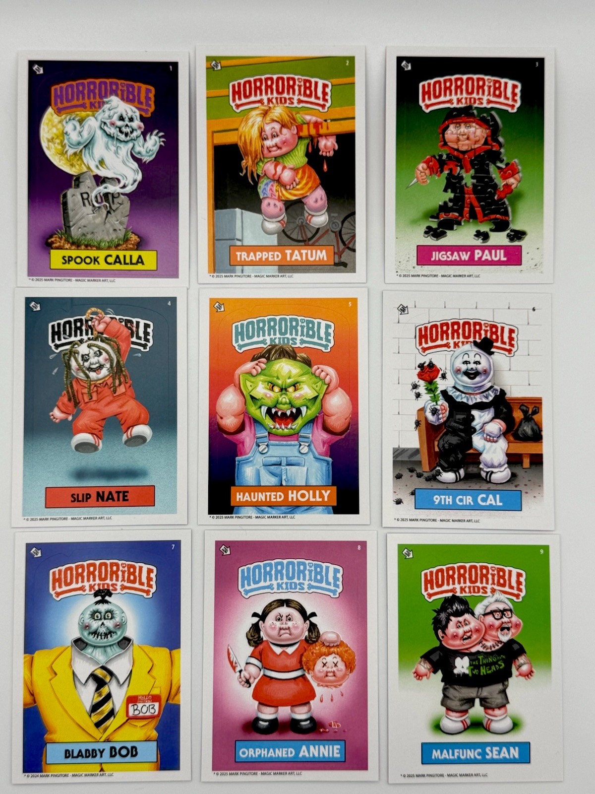 Horrorible Kids Spookala Complete 9 Card Set + Wrapper 2025 Mark Pingitore