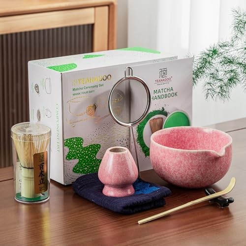 Matcha Whisk Set,7 Pcs Matcha 7pcs/set, Bowl with pouring spout Pink