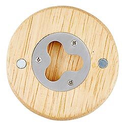 Magnetic Round Wooden Bottle Opener 2.5in Dia x 0.25in D Beer Pressure Pack of 4