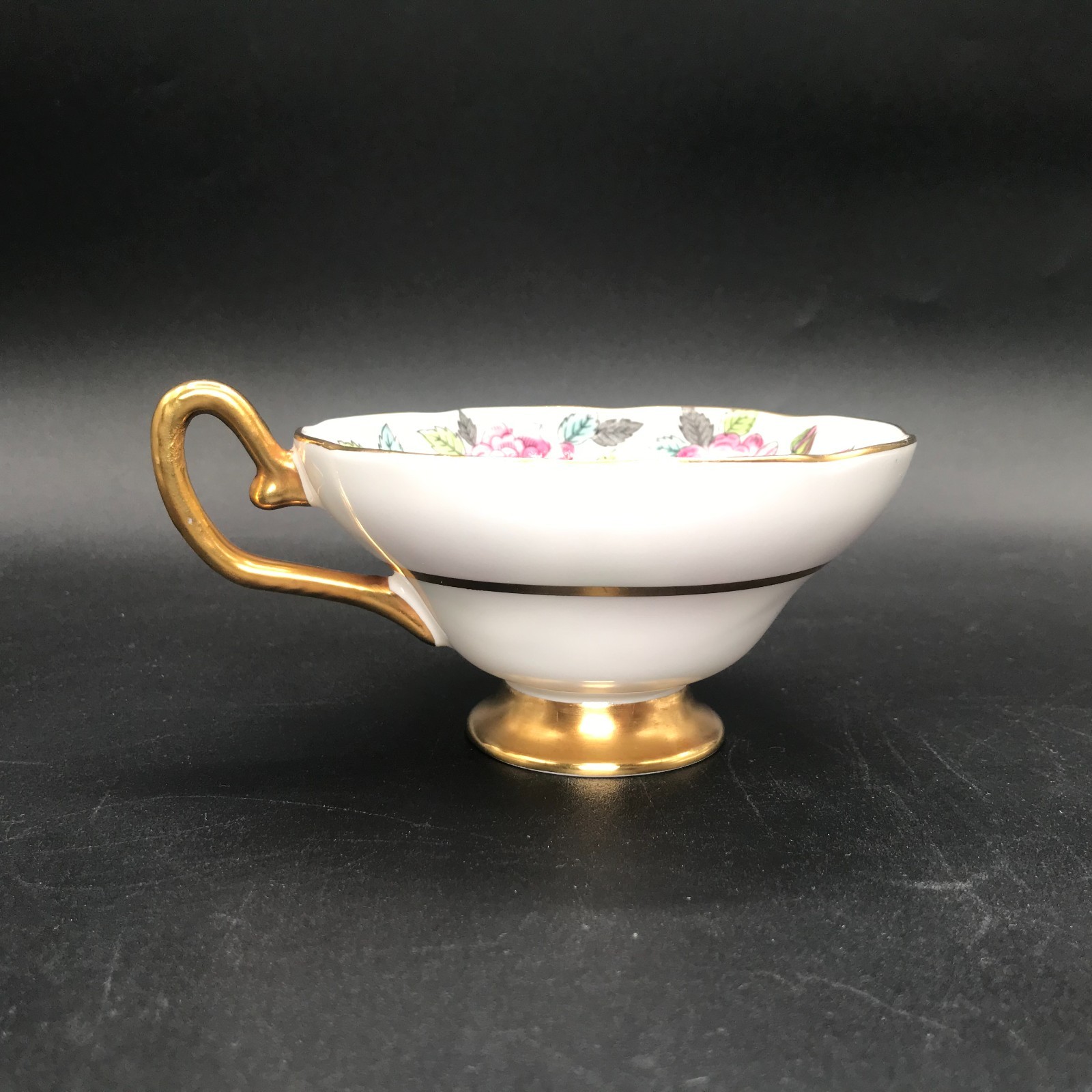 Vintage Taylor & Kent 6779F Rose Pattern Bone China Footed Tea Cup & Saucer