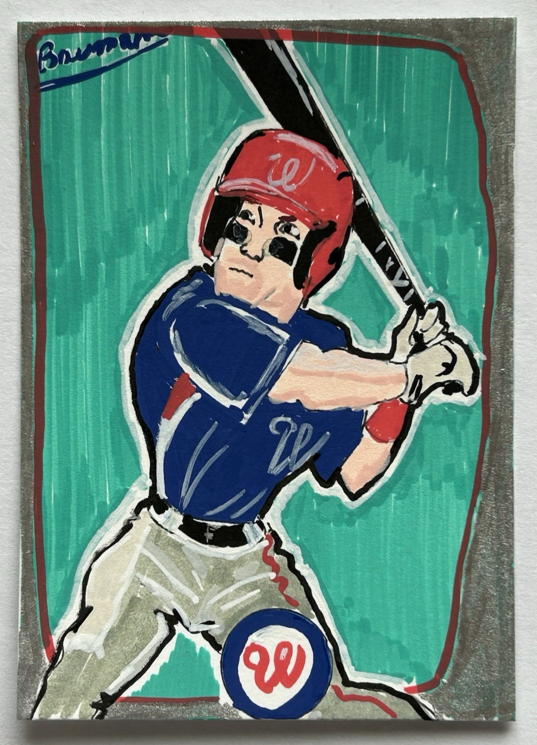 ACEO Sketch Trading Card 1/1 ’12 Bowman RC Bryce Harper Nationals Hand-Drawn ART