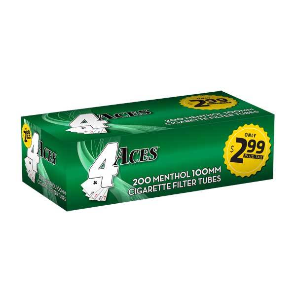4 Aces Menthol 100mm RYO Cigarette Tubes – 200ct Box (Pack of 5)