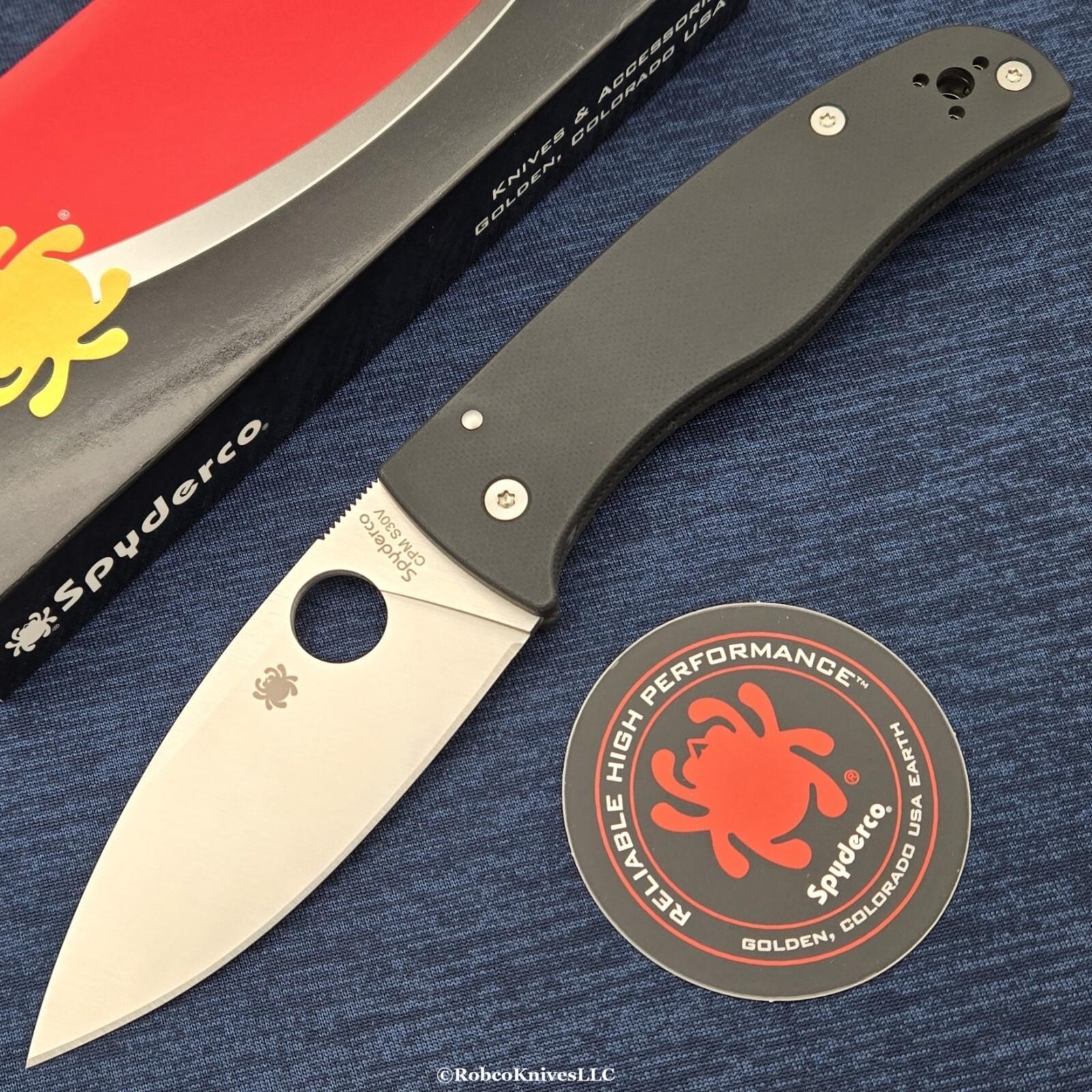Spyderco Bodacious CPM-S30V Satin Leaf Blade Compression Lock Black G-10 C263GP
