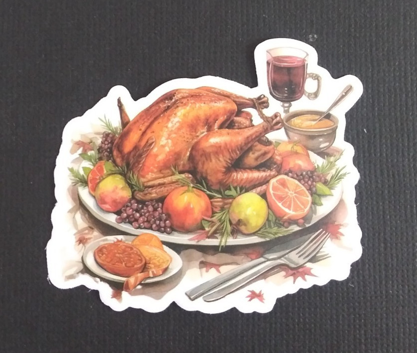 Delicious Turkey Dinner Fall Thanksgiving Sticker 1.78″ x 2.25″ (E)