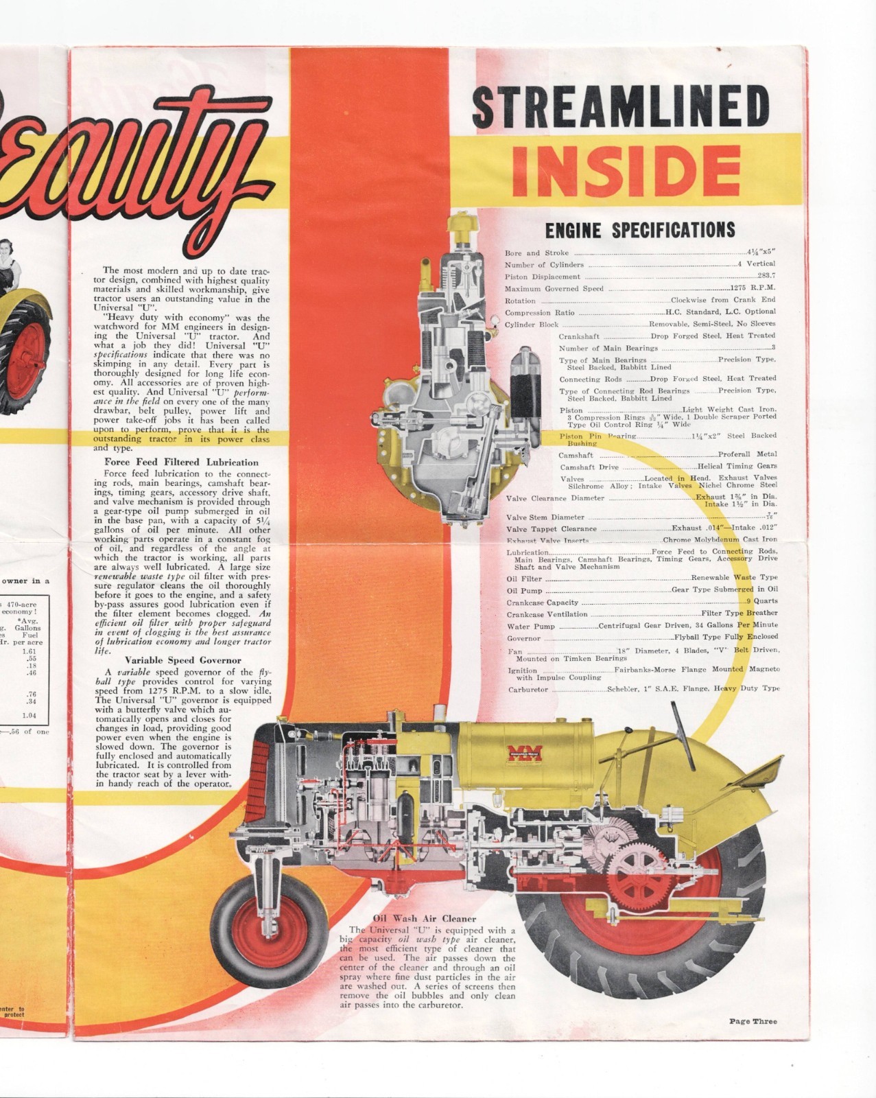 MINNEAPOLIS-MOLINE VISIONLINED “U” UNIVERSAL TRACTOR 12 PAGE BROCHURE 1941