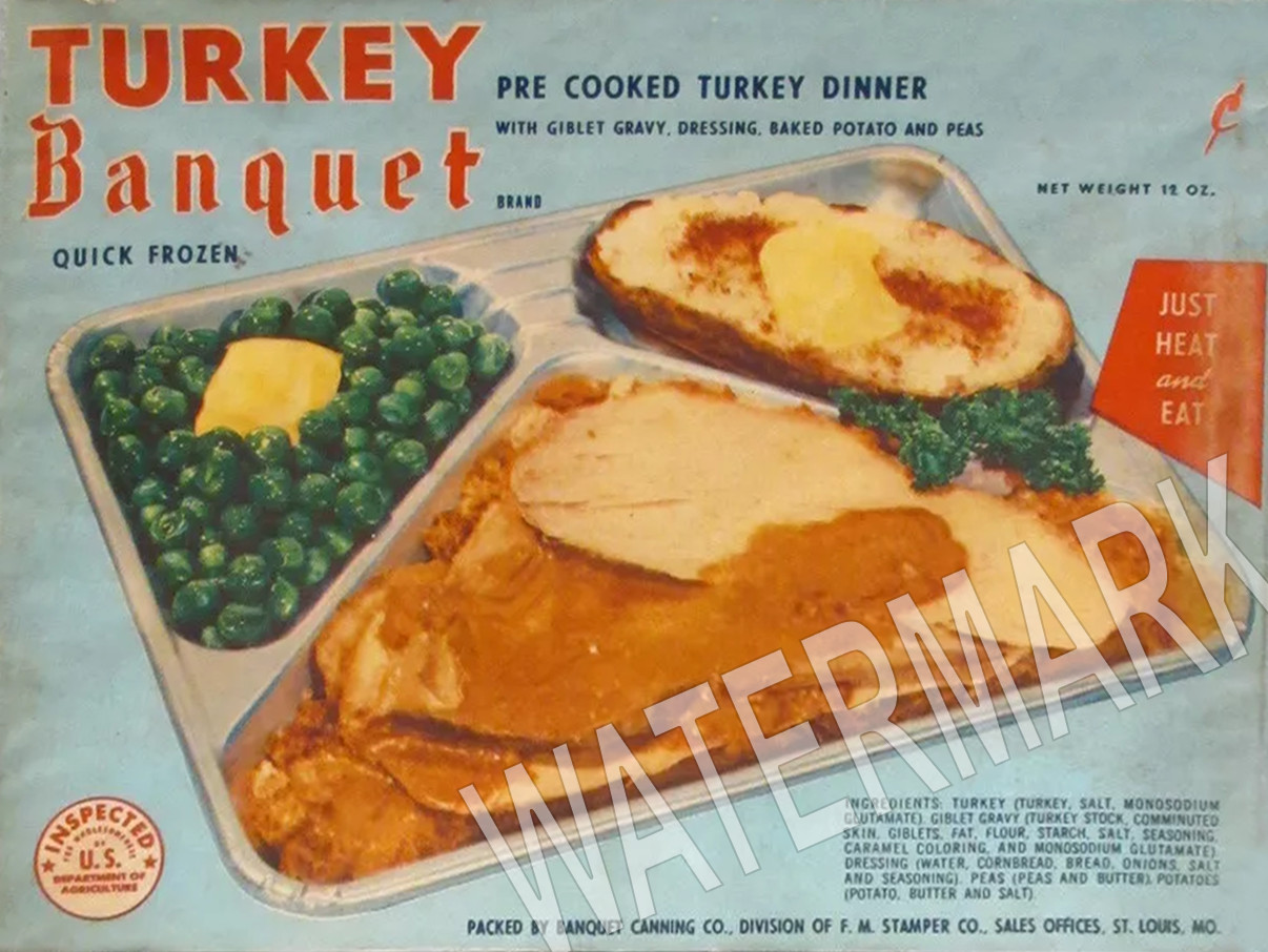 1950s BANQUET turkey TV DINNER High Quality Metal Fridge Magnet 3×4 7681