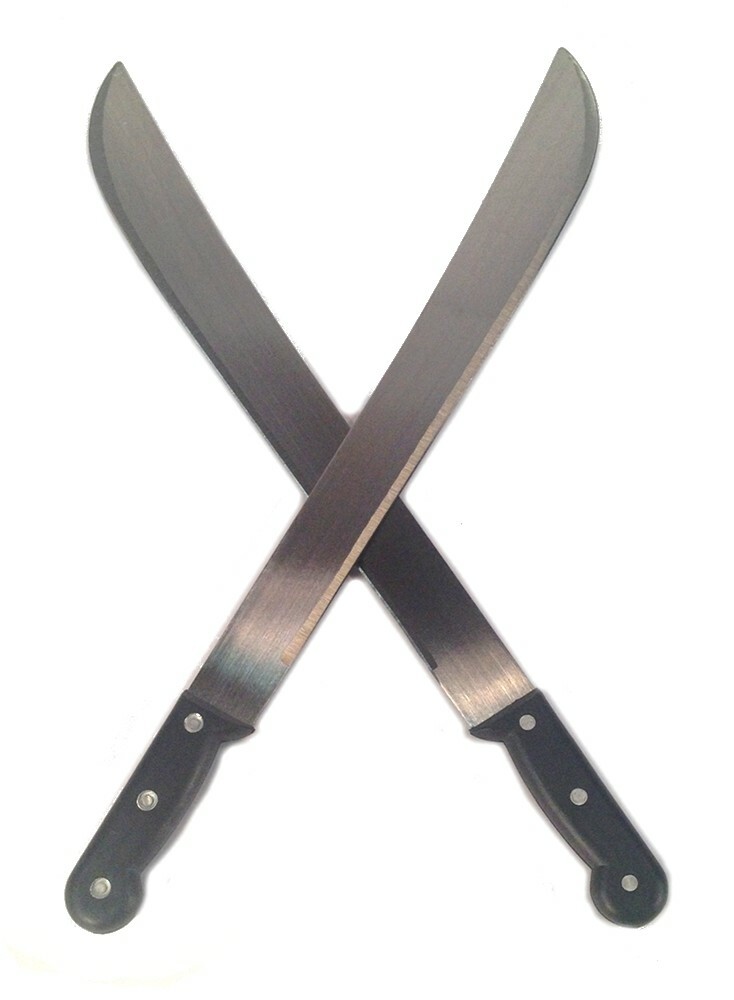Set of 2 – Machetes, 18″ Heavy Duty Heat Treated Steel Blade Machete Knives