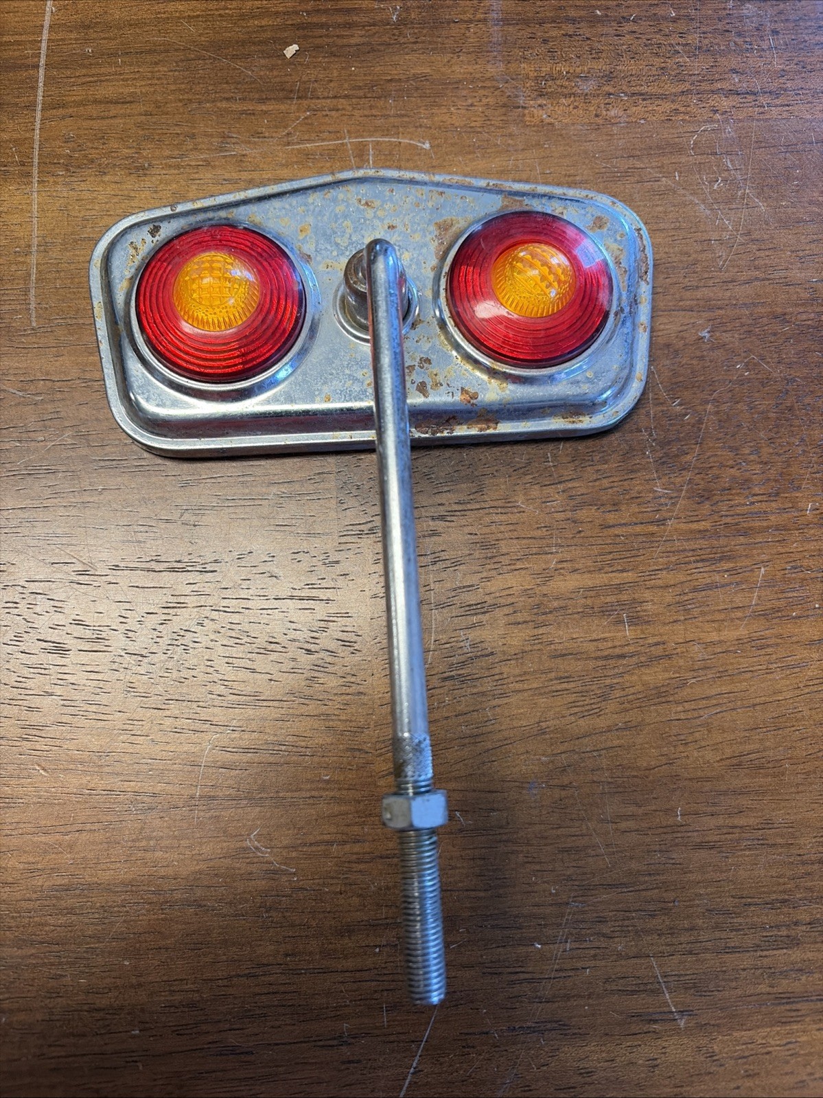 Old Bicycle Scooter Vespa Mirror 2 Red & Yellow Reflectors Uncleaned Estate Find