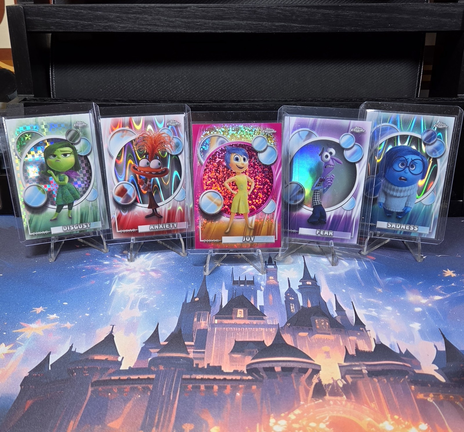 2026 Topps Chrome Disney 5 CARD LOT – Joy /250 – Disgust, Anxiety, Fear, Sadness