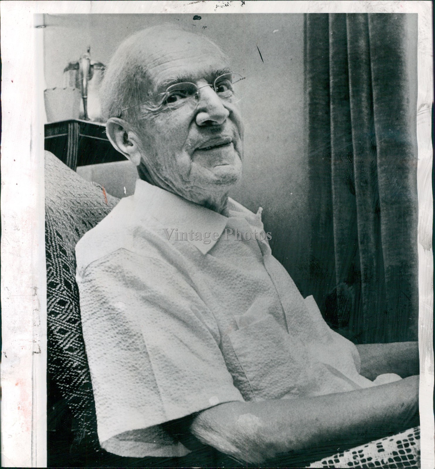 1960 Upton Sinclair Monrovia Ca Harry Carr Writer Upi Historic Vintage Photo 8×8