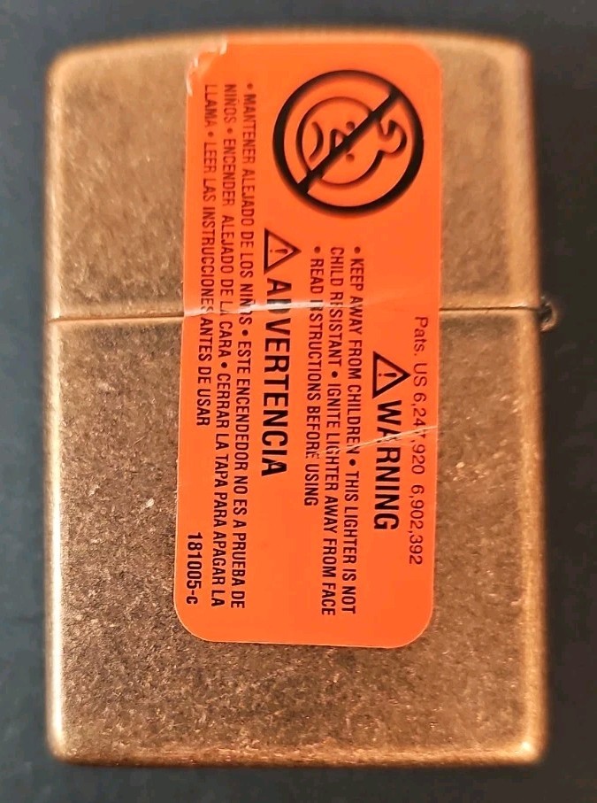 Zippo Antique Copper 301FB Flat Bottom Windproof Lighter Made in USA NOB