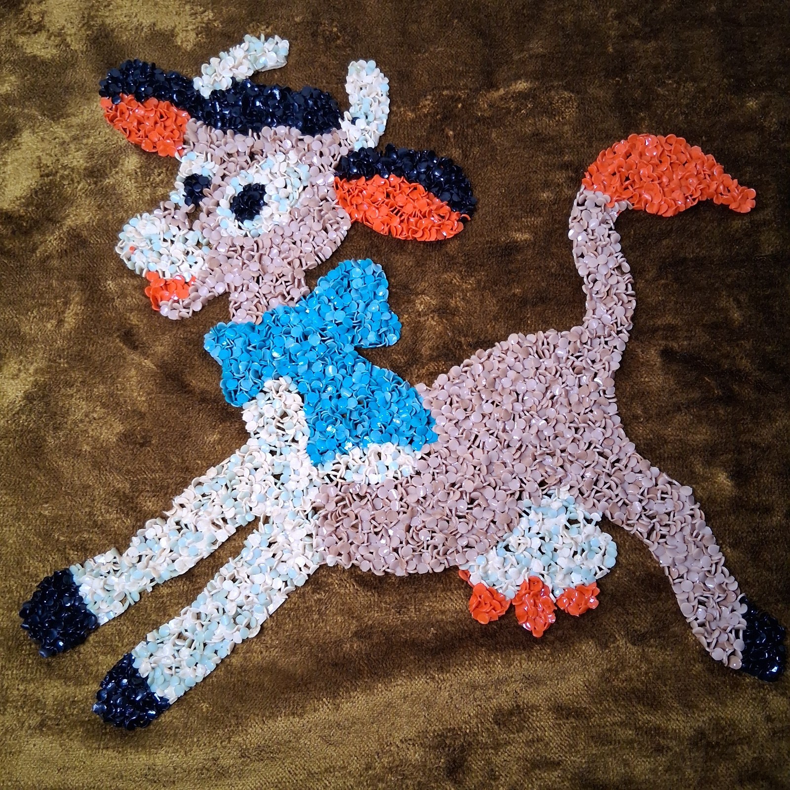 Melted Plastic Popcorn Cow Decoration Farm Animal Kitschy Decor 13.5″