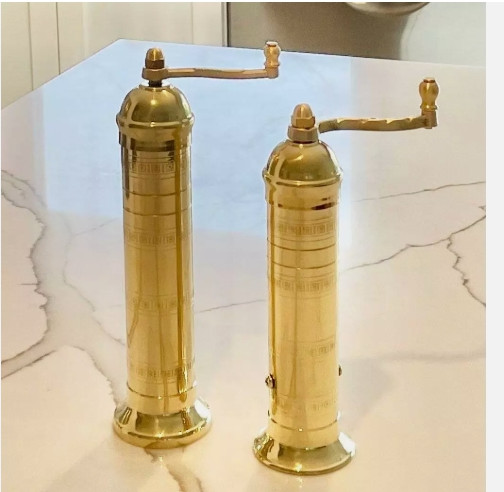 Pepper Mills Brass Alexander 2-Piece Pepper#104 9″ Salt #108 8″ Premium US CA
