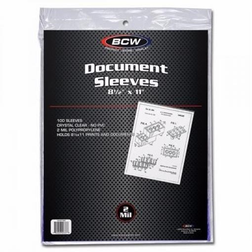 BCW Document Print Sleeves Large 8.5×11 Poly Holders Pack of 100 2 Mils A4 Size