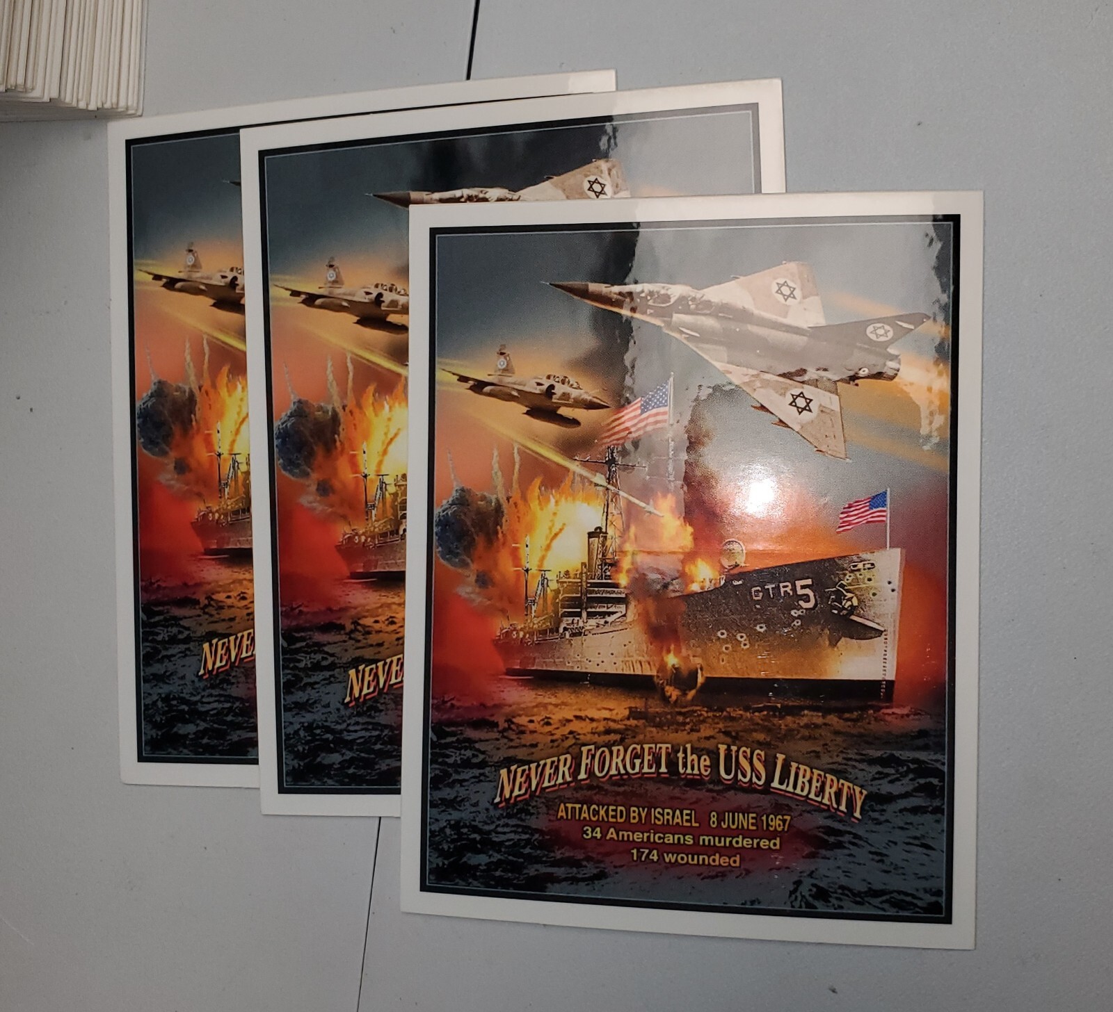 USS Liberty AGTR-5 STICKERS PACK OF THREE (3) ** WORLDWIDE 🌐 SHIPPING **