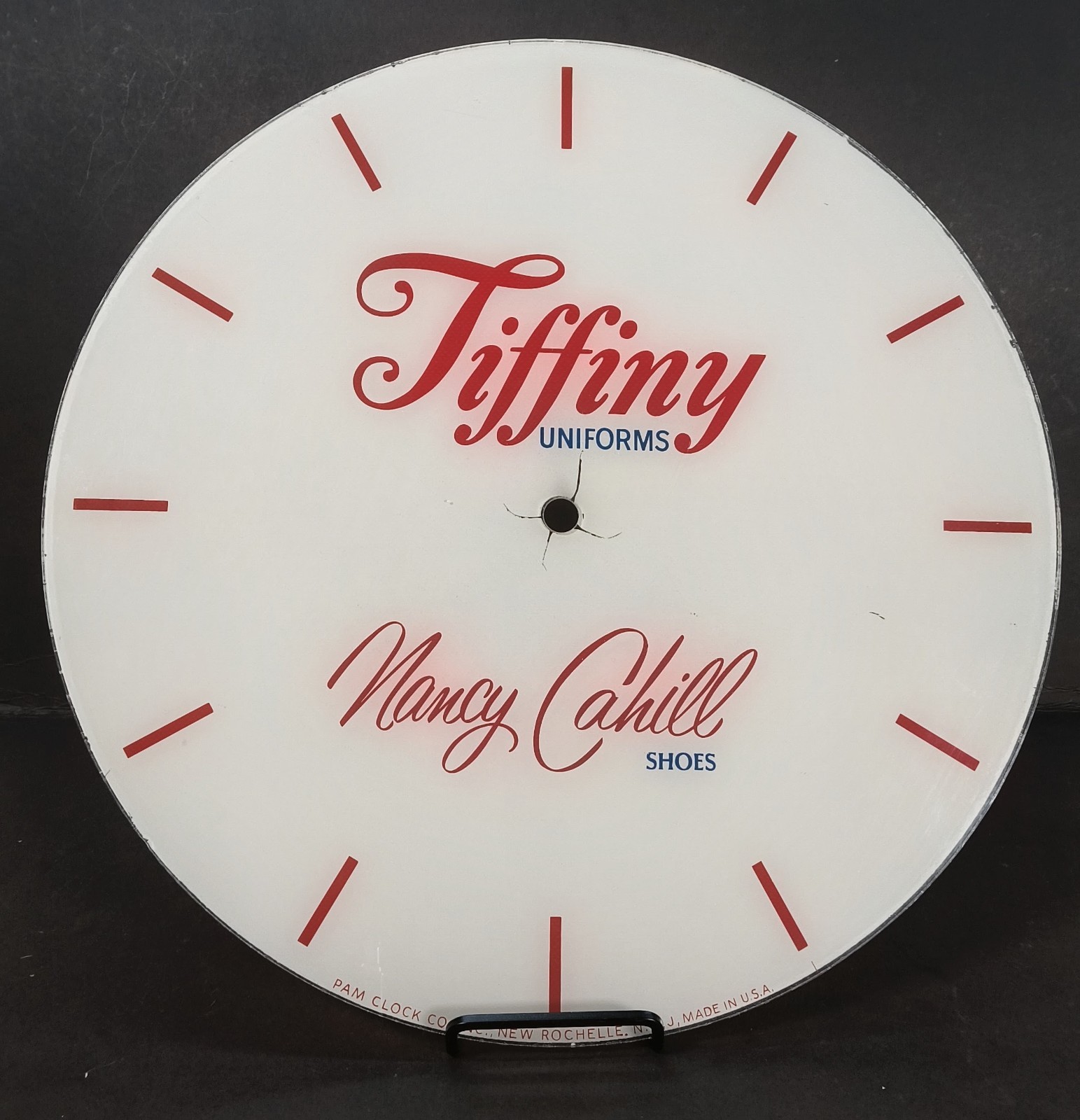 Vintage PAM 14 3/8 Glass Clock Dials RARE