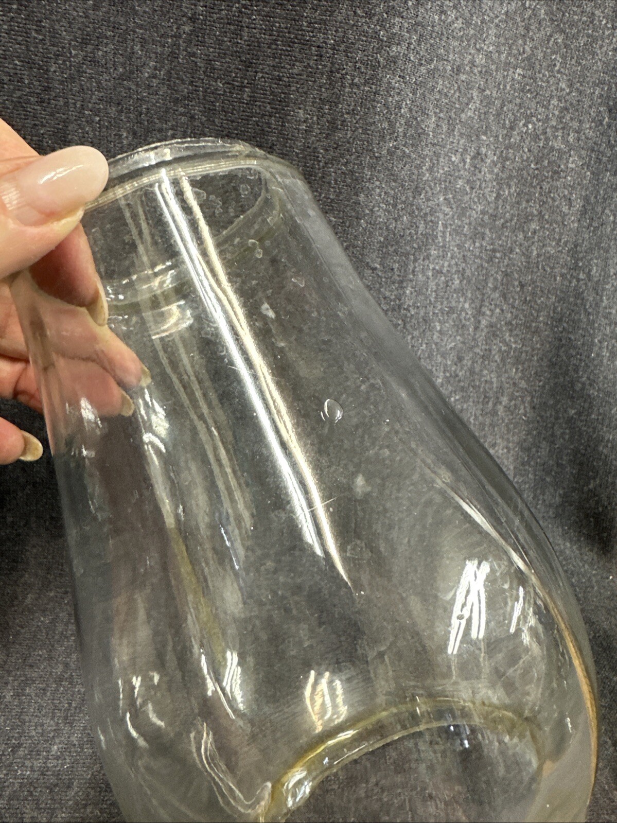 Vintage Used Old Clear Glass Unbranded Lantern Shade Lamp Globe