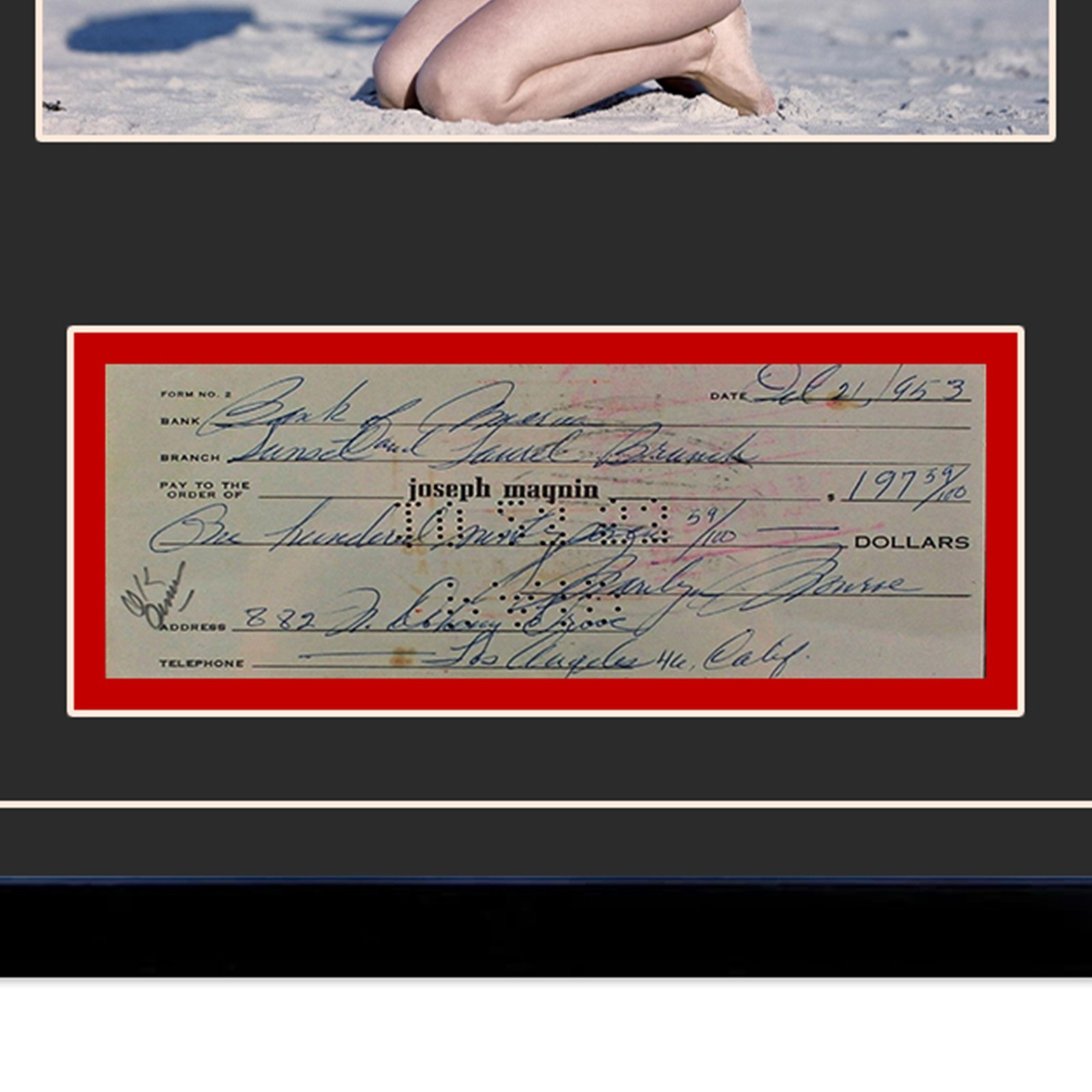 Marilyn Monroe Signed Cancelled Check Framed Display