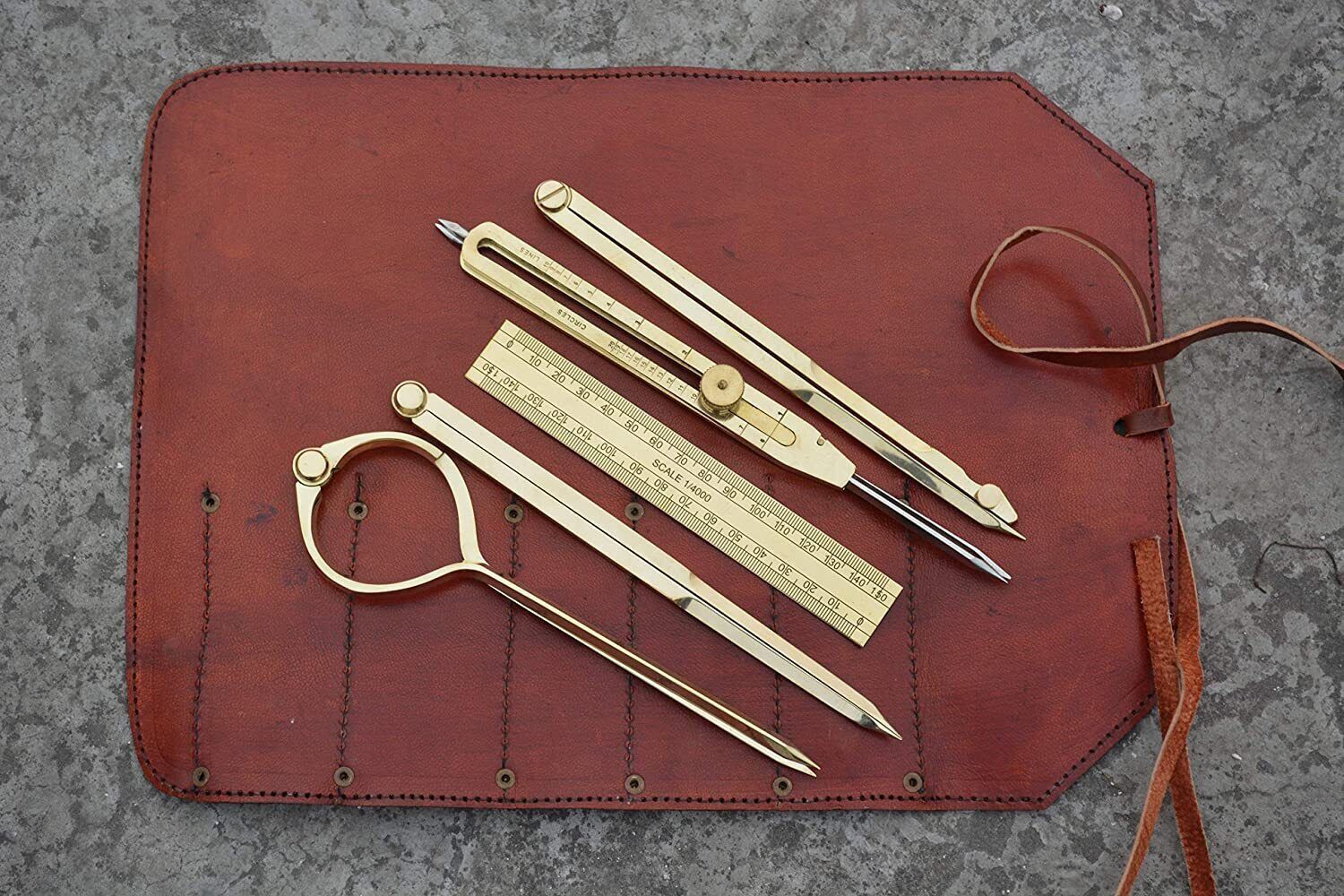 Set of 5 Brass Drafting Tool 9″Marine Navigational Proportional Divider Compass